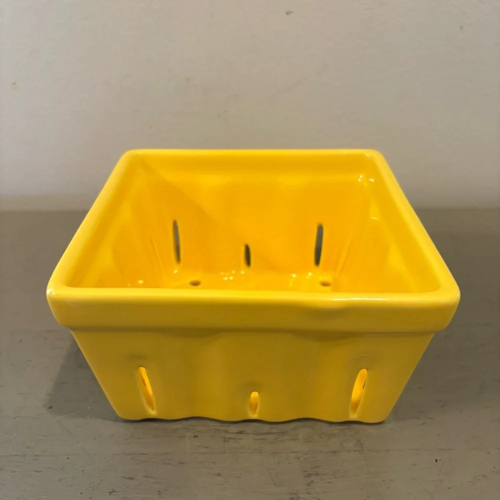 Crate&Barrel Yellow Ceramic Berry Basket